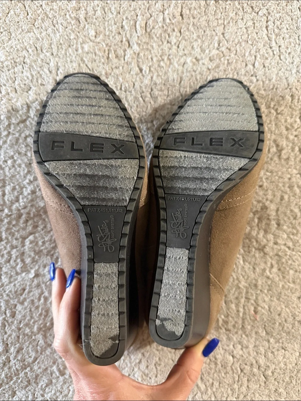 Life Stride Taupe Wedge Booties with Side Stud 7.5